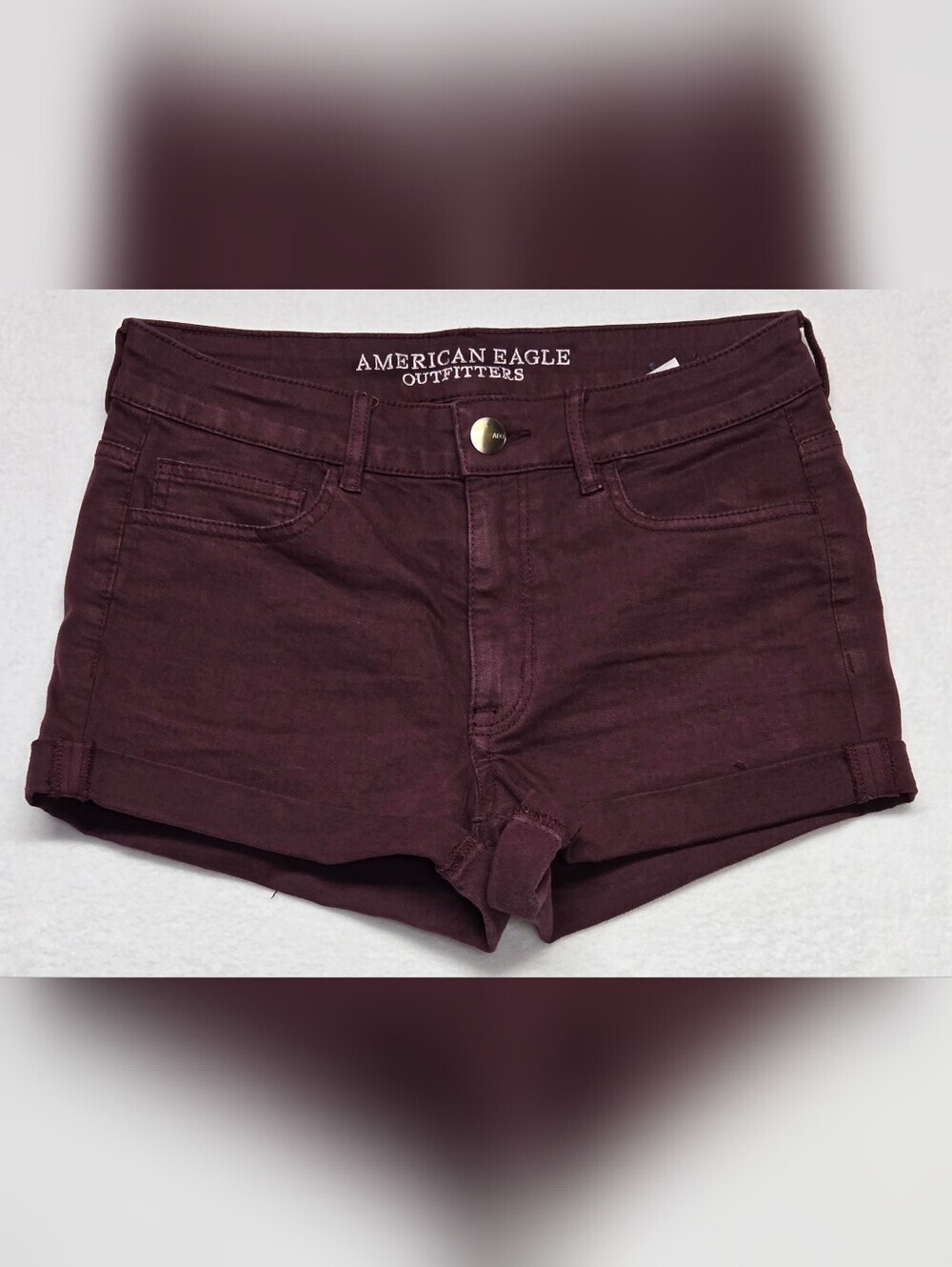 American Eagle Outfitters 6 Super Stretch High Rise Shortie Shorts Burgundy AEO